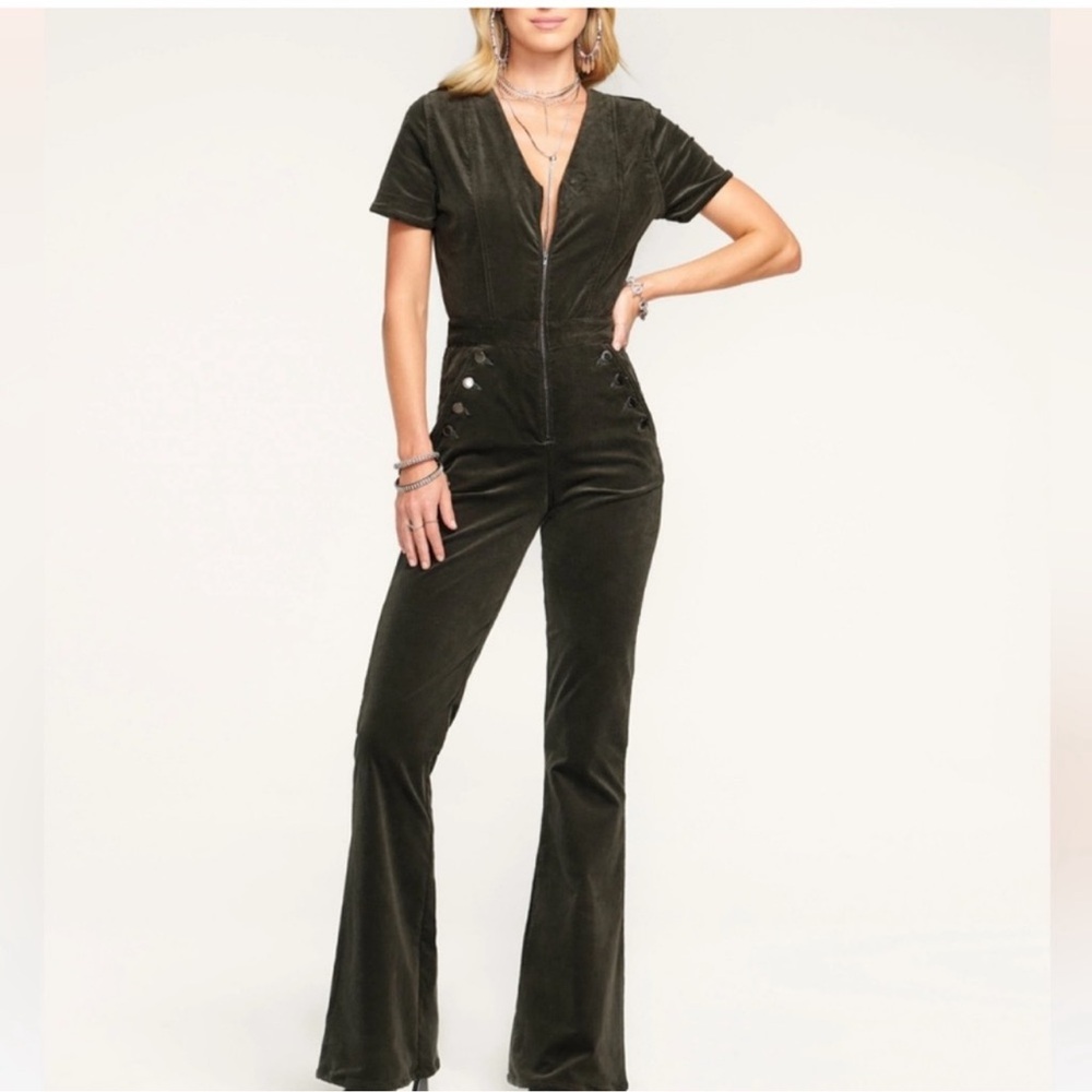 Ramy Brook Velvet Helena Jumpsuit in Clover